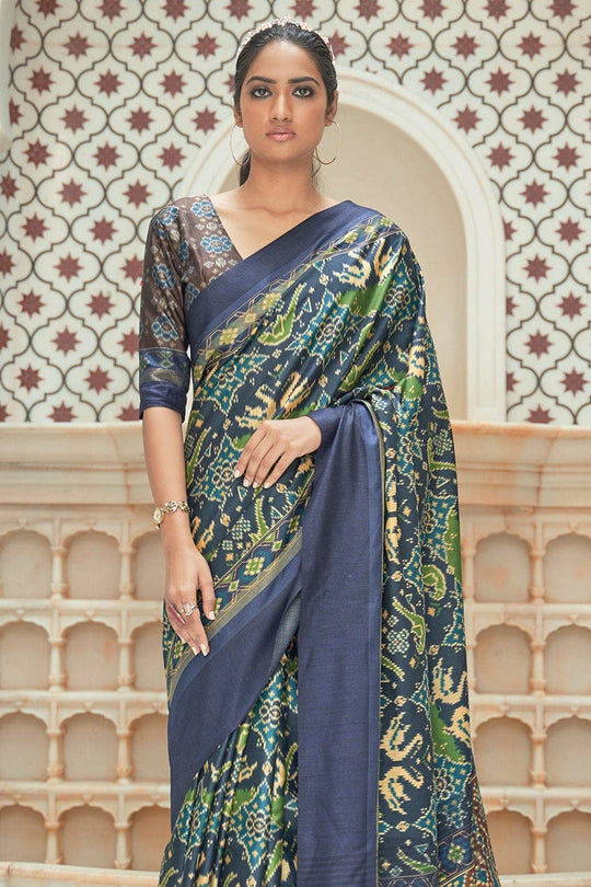 Patola Saree Florentine Blue Patola Saree saree online