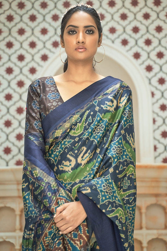 Patola Saree Florentine Blue Patola Saree saree online