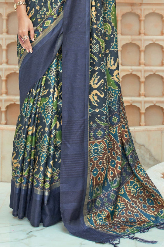 Patola Saree Florentine Blue Patola Saree saree online