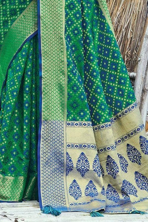 Glade Green Printed Patola Saree