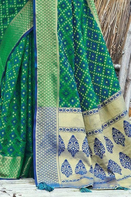 Glade Green Printed Patola Saree