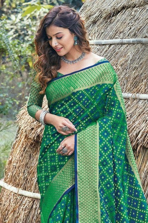Glade Green Printed Patola Saree