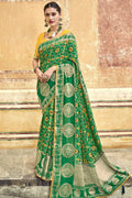 Patola Saree Grass Green Woven Patola Saree With Banarasi Border And Designer Embroidered Blouse saree online