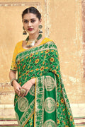 Patola Saree Grass Green Woven Patola Saree With Banarasi Border And Designer Embroidered Blouse saree online