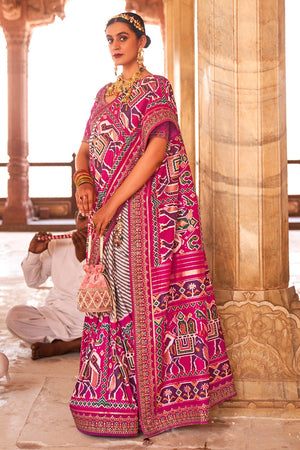 Hot Pink Patola Saree