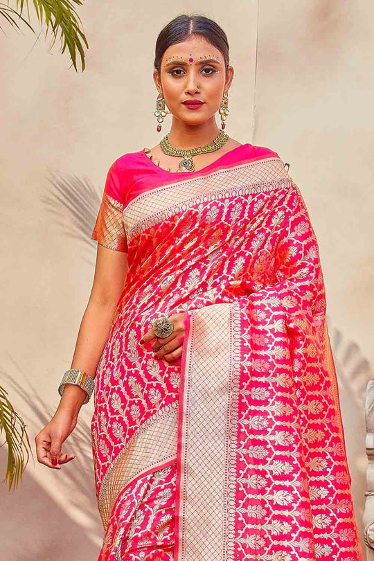 Patola Saree Hot Pink Zari Woven Patola Saree saree online