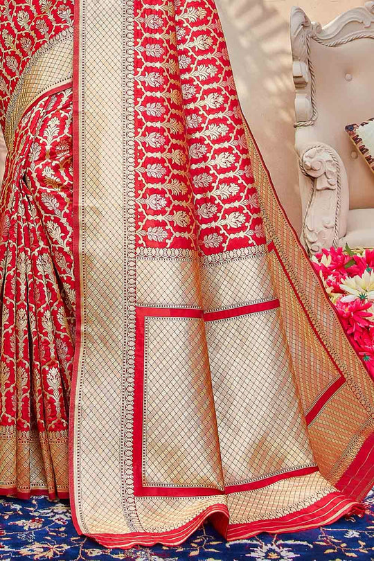 Patola Saree Imperial Red Zari Woven Patola Saree saree online