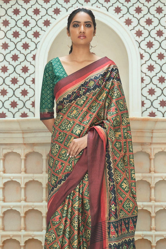 Patola Saree Juniper Green Patola Saree saree online
