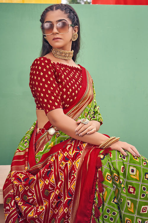 green patola saree