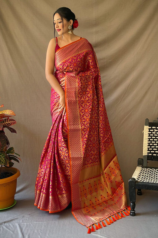pink patola saree
