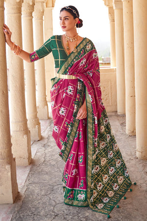 Magenta Pink Patola Saree