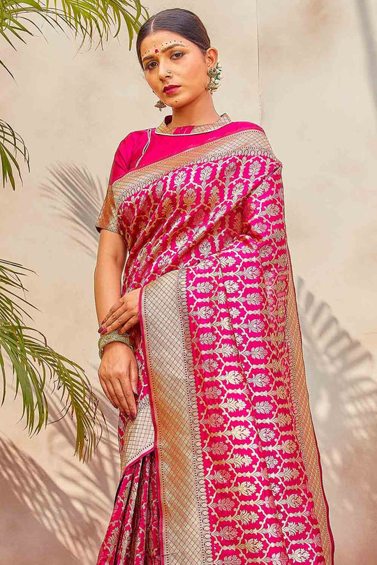 Patola Saree Magenta Pink Zari Woven Patola Saree saree online
