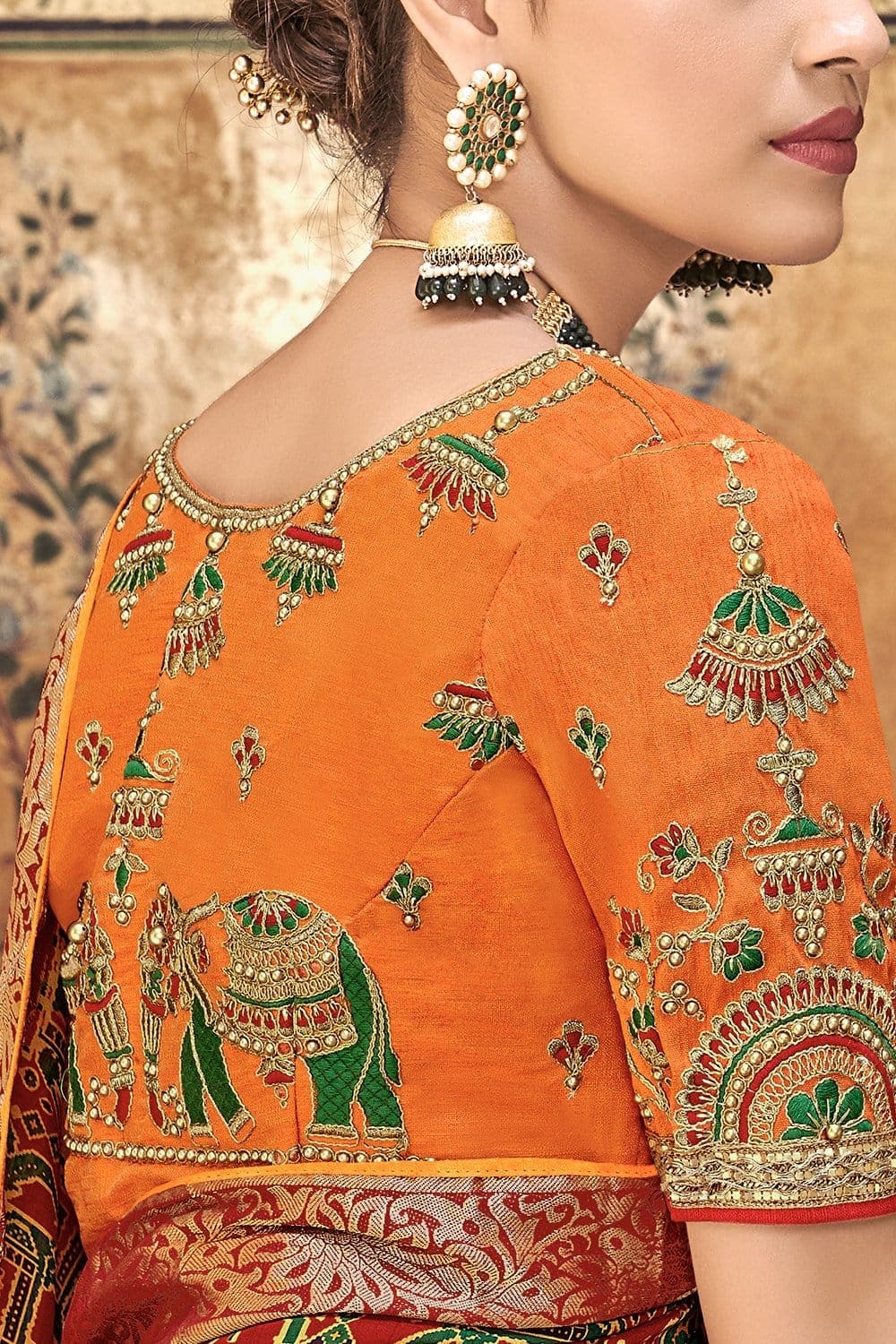 Patola Saree Maroon Yellow Woven Patola Saree With Banarasi Border And Designer Embroidered Blouse saree online