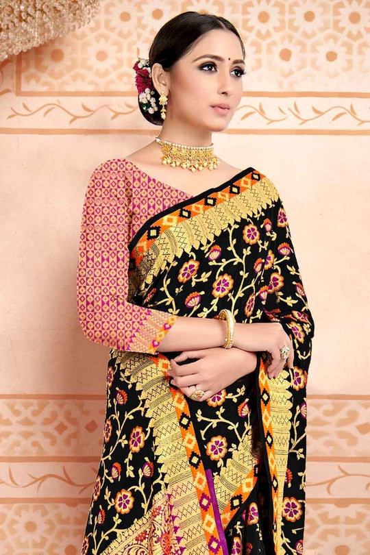 Midnight Black Patola Saree