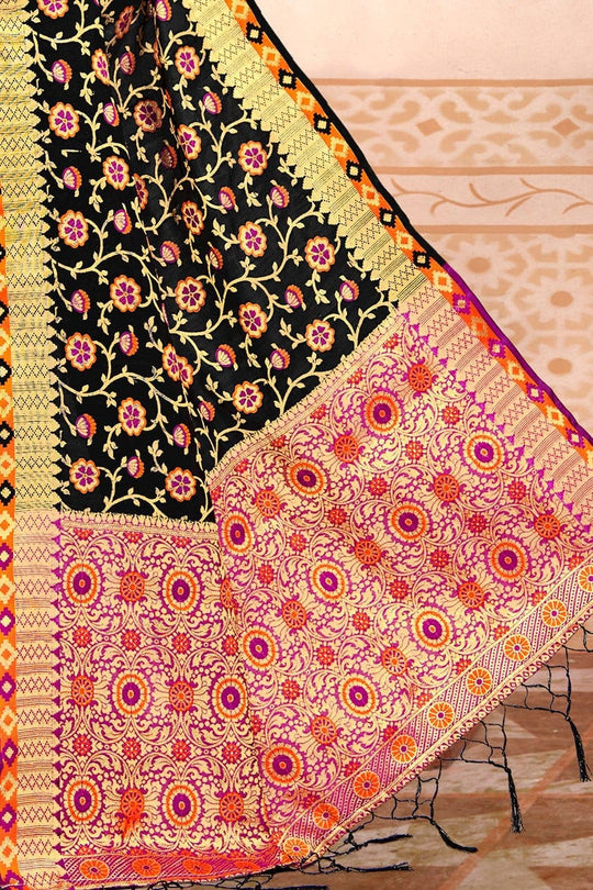 Midnight Black Patola Saree