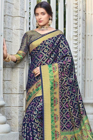 Navy Blue Patola Saree