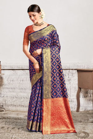 Navy Blue Patola Saree