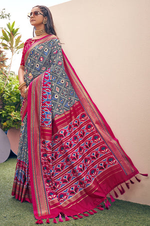 Pewter Grey Patola Saree