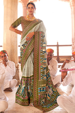 Pickle Green Patola Saree