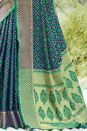 Pine Green Printed Patola Saree