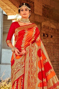 Patola Saree Pumpkin Orange And Red Patola Saree saree online