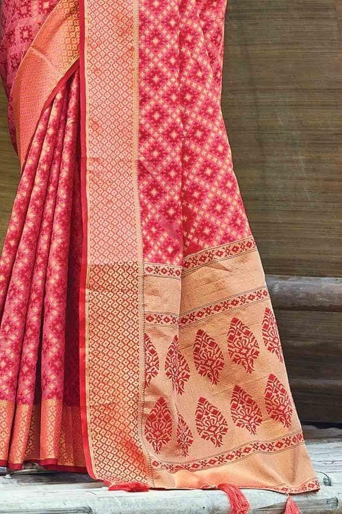 Radical Red Printed Patola Saree