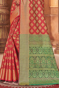 red silk saree