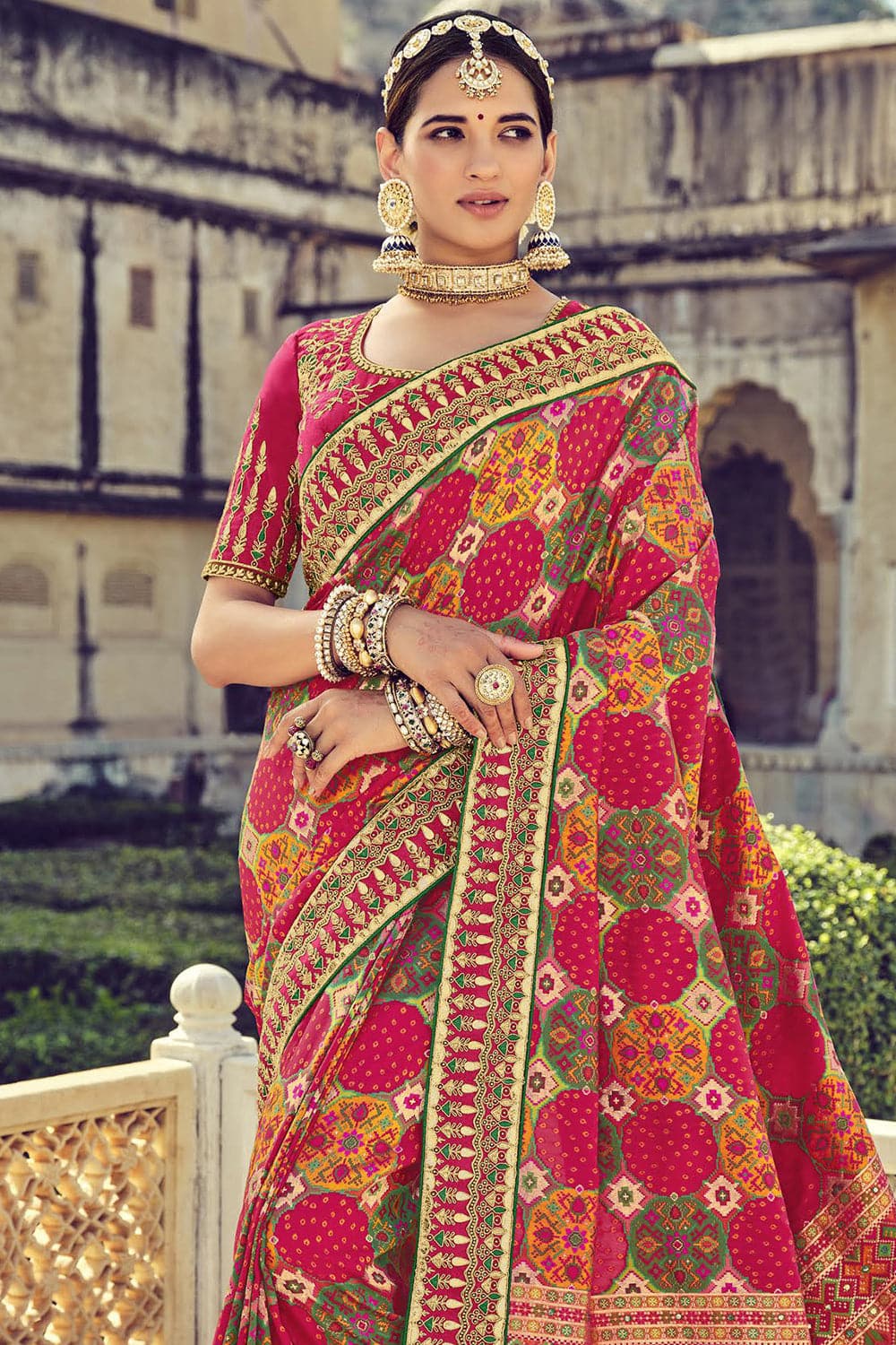 Buy Scarlet Red Patola Saree online-Karagiri