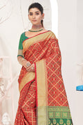 red silk saree