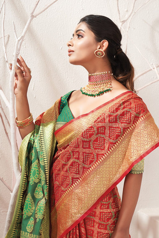 red patola silk saree