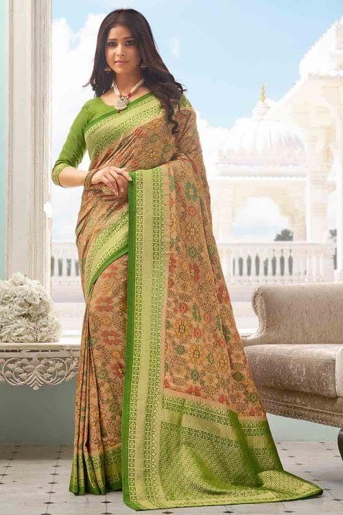 Sepia Yellow Patola Saree