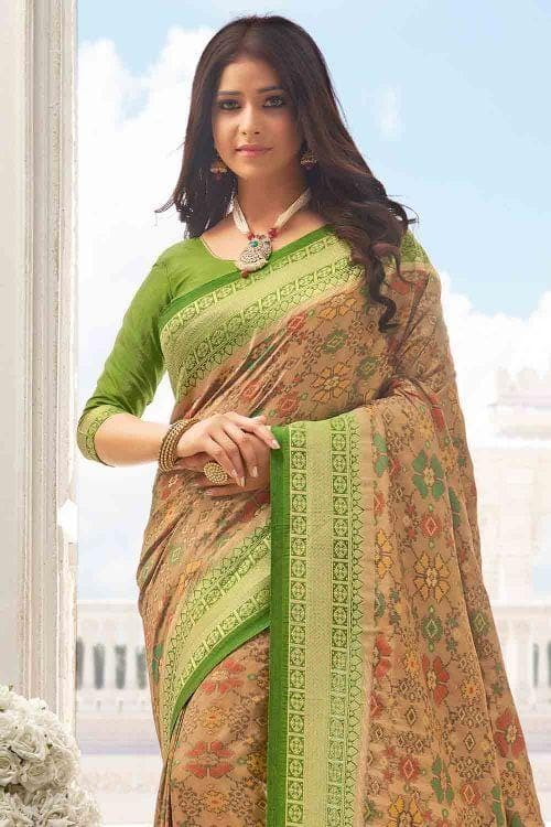 Sepia Yellow Patola Saree