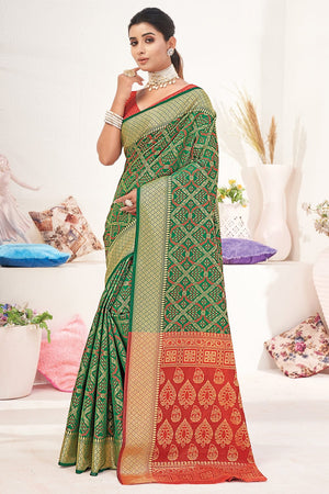Shamrock Green Patola Saree