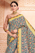 Slate Grey Patola Saree