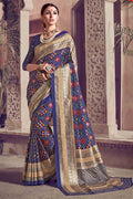 Patola Saree Space Blue Patola Printed Saree saree online