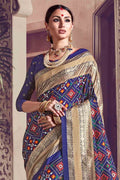 Patola Saree Space Blue Patola Printed Saree saree online