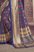 Patola Saree Space Blue Patola Printed Saree saree online