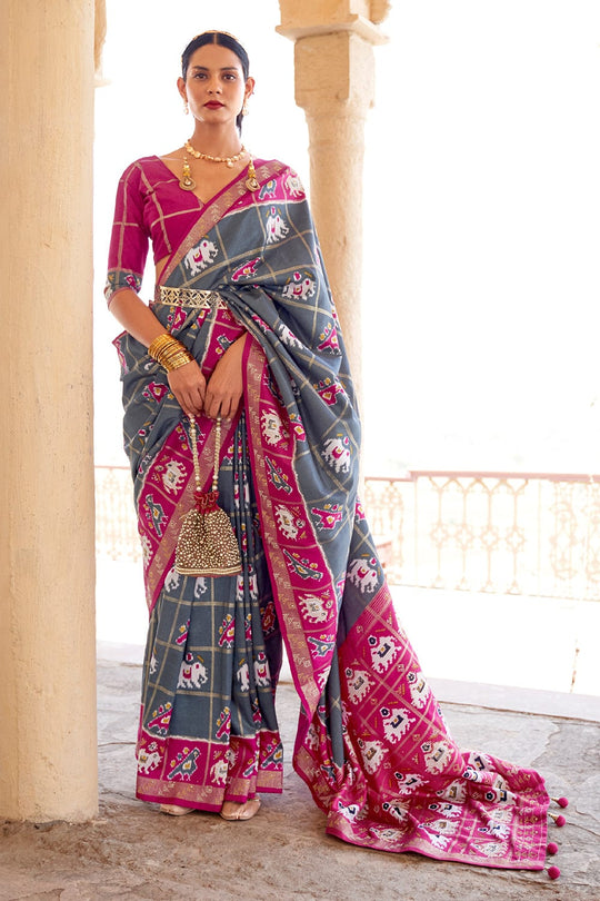 grey patola saree
