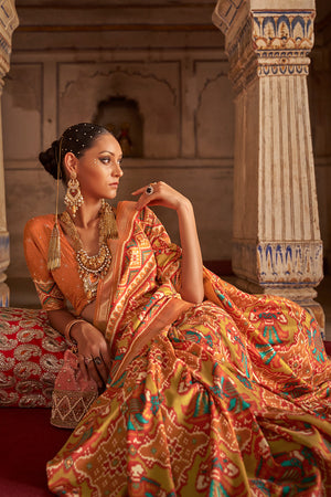 Orange color discount wedding sarees