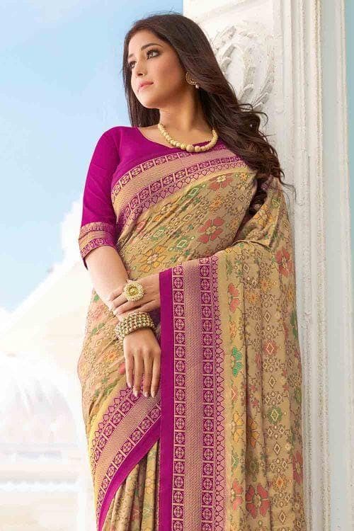 Trombone Yellow Patola Saree