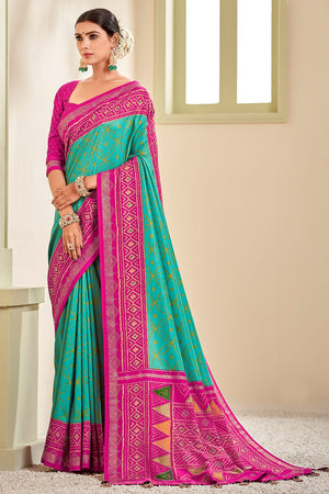 Turquoise Blue Patola Saree