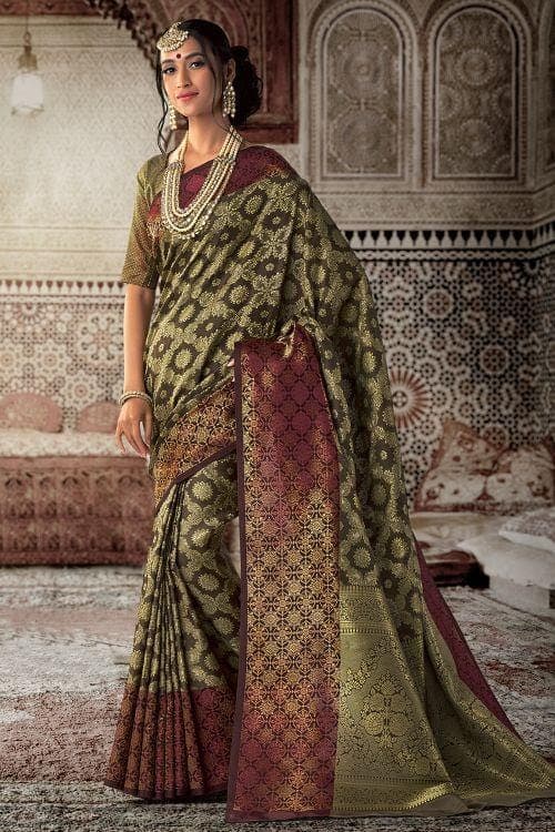 Patola Saree Uniform Green Patola Saree saree online