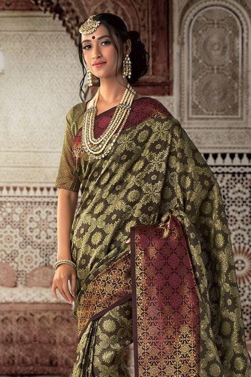 Patola Saree Uniform Green Patola Saree saree online