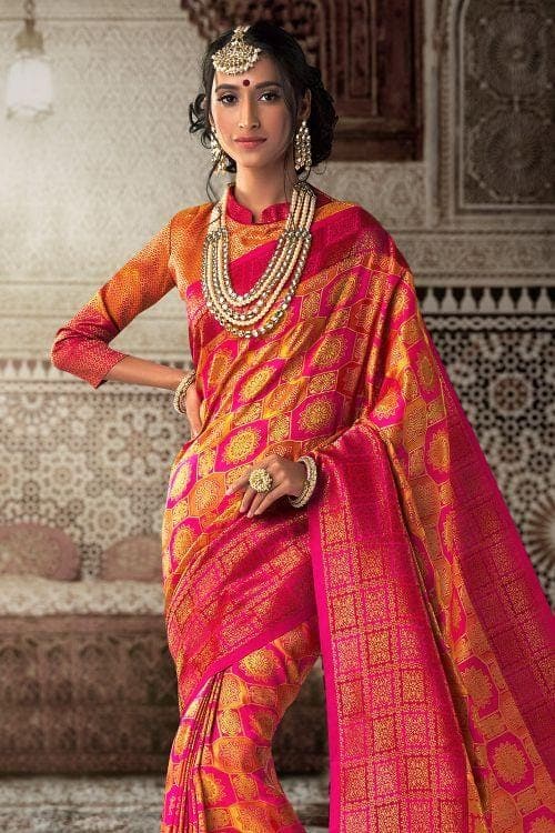 Patola Saree Yellow And Pink Patola Saree saree online