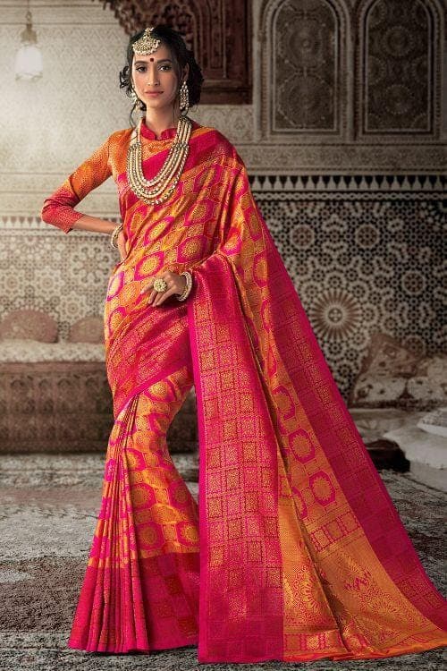 Patola Saree Yellow And Pink Patola Saree saree online