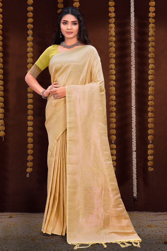 Lemon Yellow Kanjivaram Silk Saree