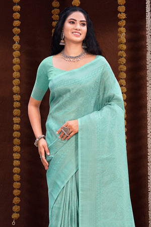 Mint Green Kanjivaram Silk Saree