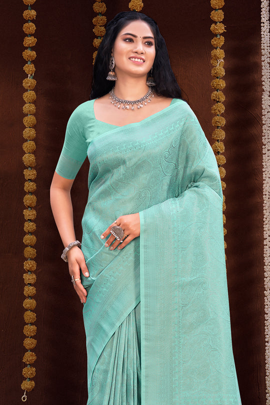 Mint Green Kanjivaram Silk Saree