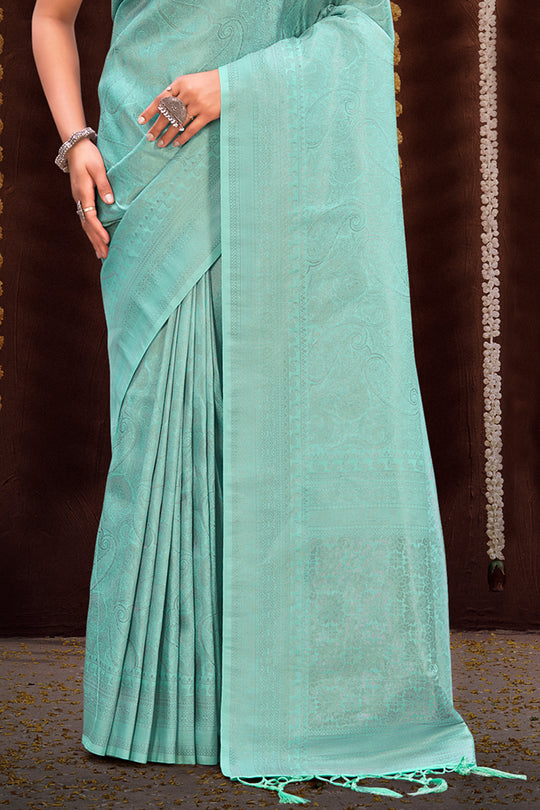 Mint Green Kanjivaram Silk Saree