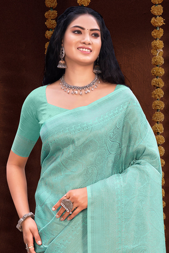 Mint Green Kanjivaram Silk Saree
